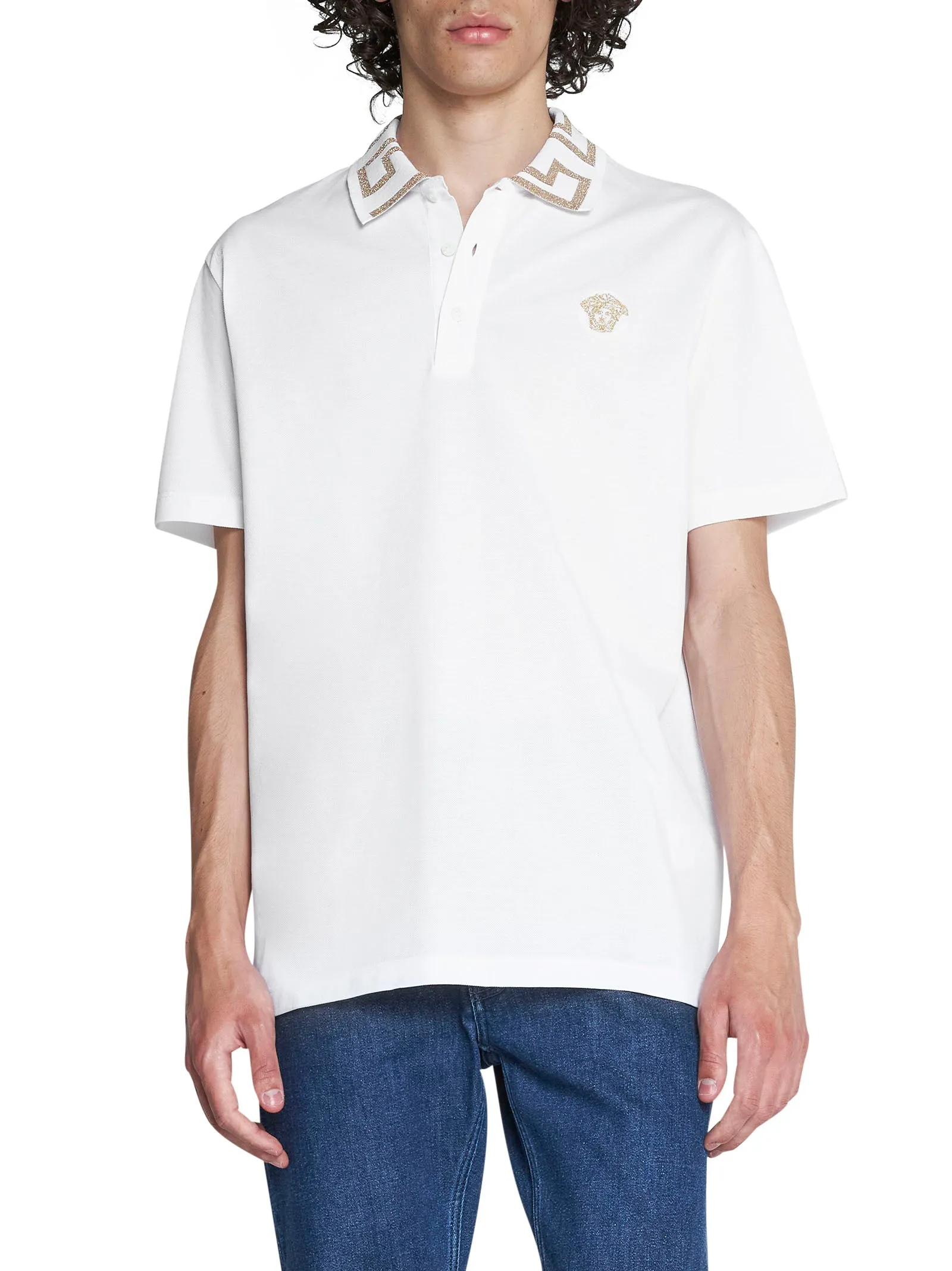 Versace Greca Short Sleeved Polo Shirt