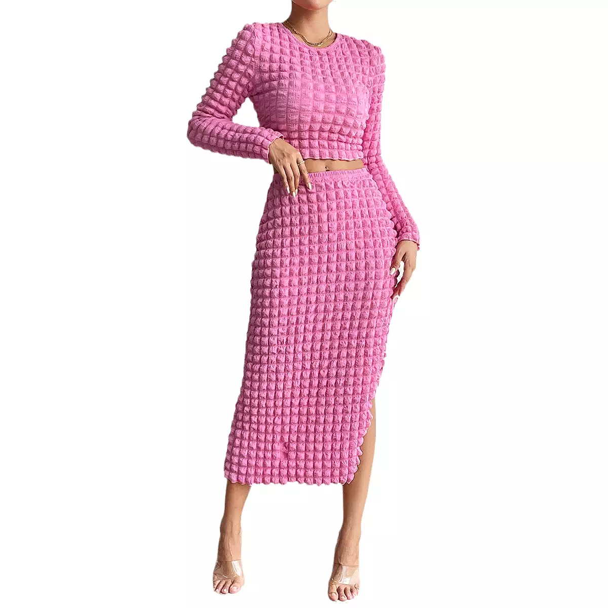 Women's Fashionable With Side-slit Long Skirt Suit