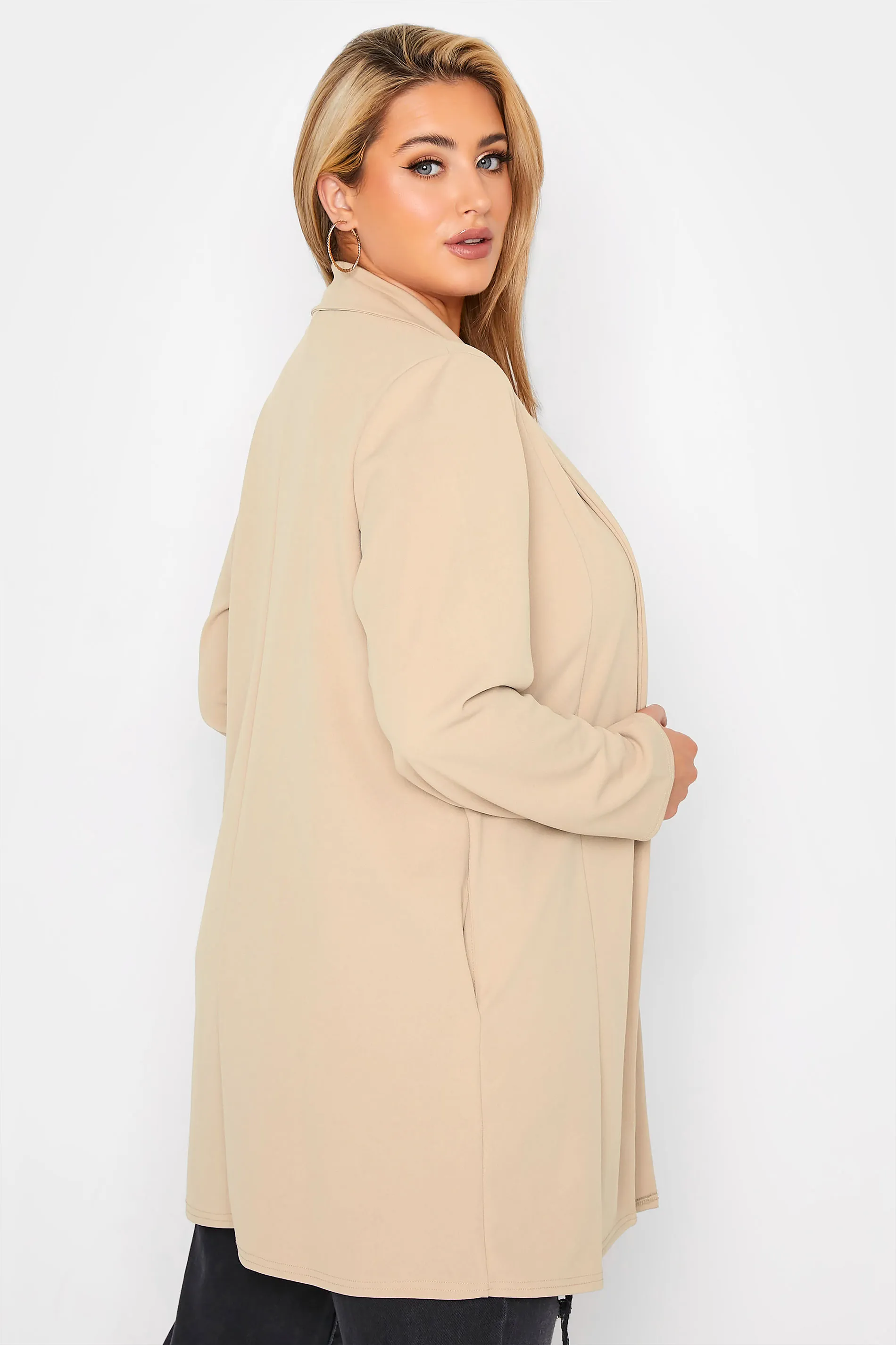 YOURS Curve Beige Brown Longline Blazer